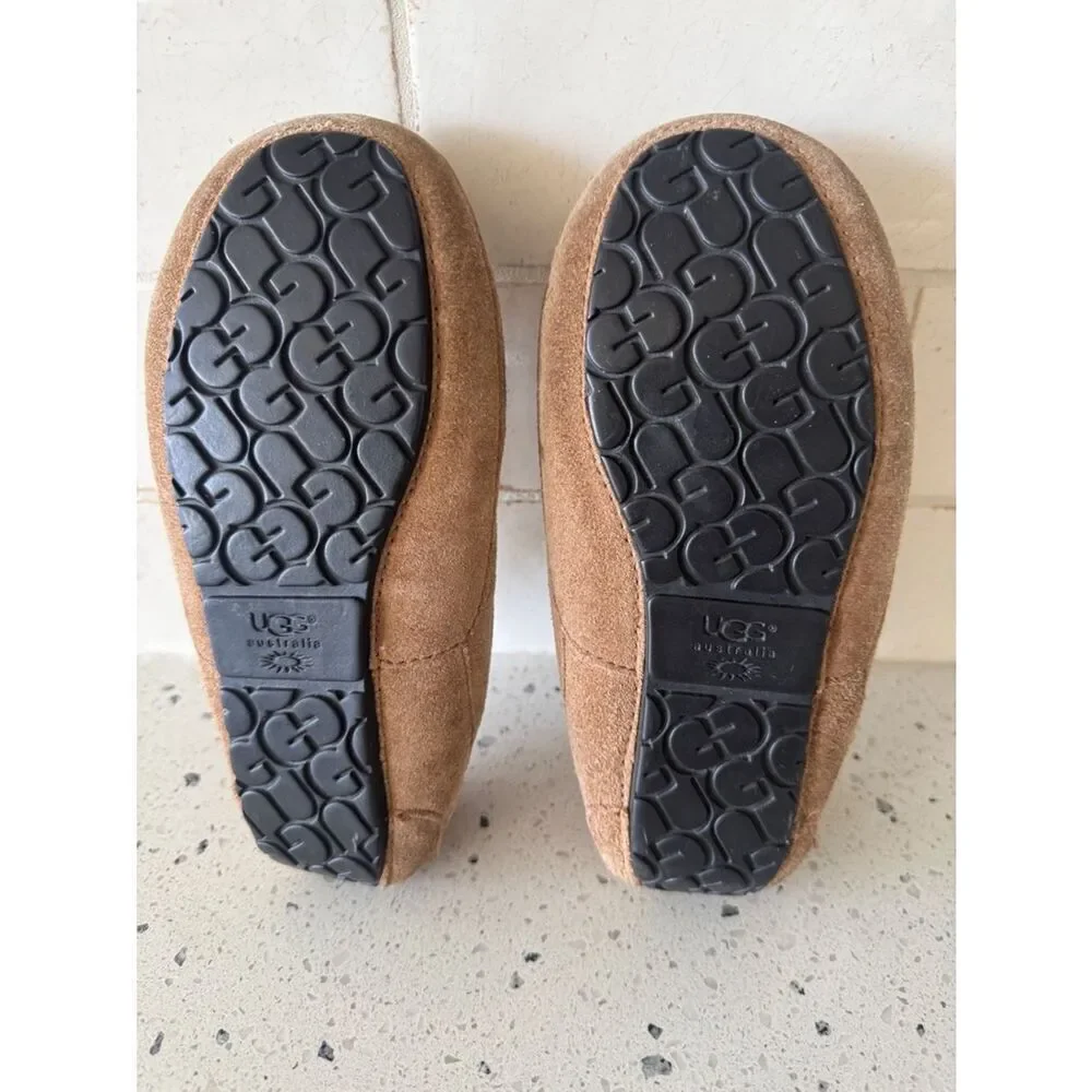 UGG Australia Tan Suede Shearling-Lined Moccasin Slippers Kid’s Size 13
